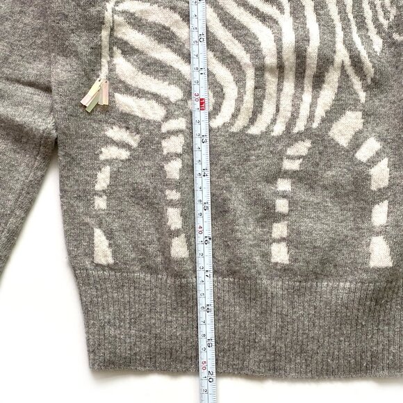 J.Crew Crewcuts Girls Wool Blend Sweater 14 (fits like 12) Zebra Graphic Gray - Picture 8 of 11